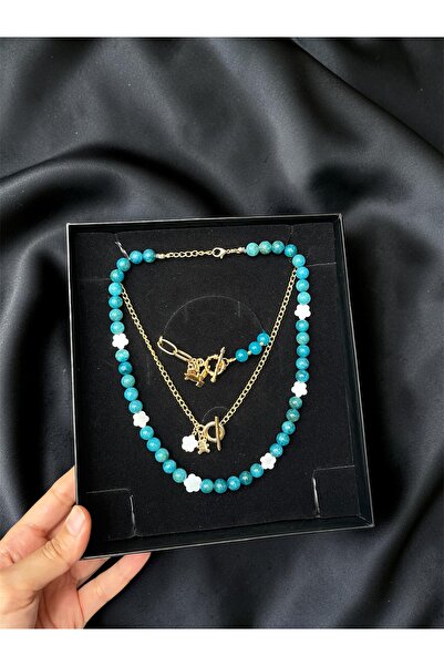 KESTANE ATELIER KSTANE ATELIER DOĞAL TAŞLI KADIN HEDİYE KOLYE BİLEKLİK SETİ