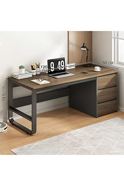 NKX Computer Desk with 3 Drawers 120cm – Multifunctional Office Desk, Study T...