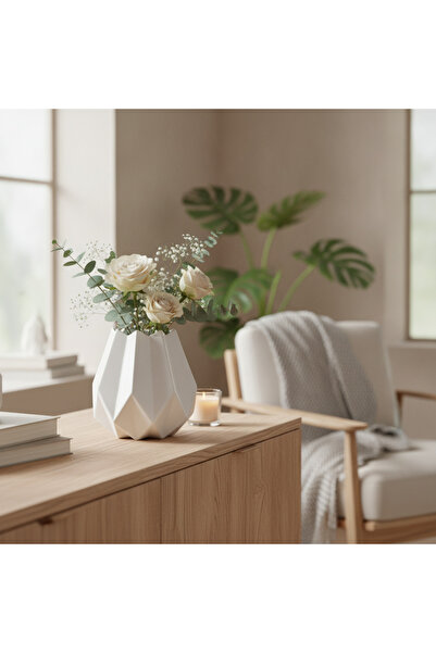 OEM Vază Ceramică Albă Design Modern 14 cm