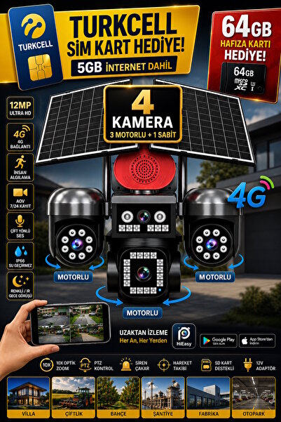 AVENİR AV-S446 12MP 4G Güneş Enerjili Akıllı Güvenlik Kamerası