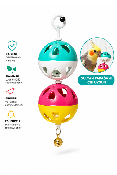 AlyaPetWorld Sultan Papağanı Oyuncağı Zilli Askılı Kuş Oyuncağı Cennet Papağa...