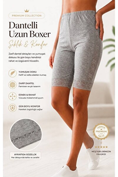 twenty ipek Women's Lace Striped Short Leggings Long Boxer