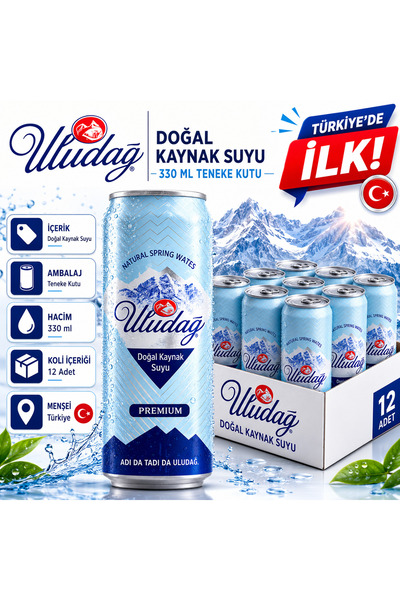 Uludağ Doğal Kaynak Suyu Teneke Kutu 330 ml x 12