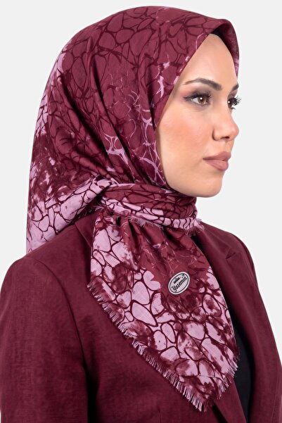 hadiora وشاح قطني منقوش باللون الوردي الداكن للنساء