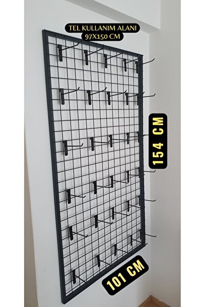 ASAFF TEL PANO DUVARA MONTE 101X154CM 30 ADET 15 CM KANCA RENK:MAT SİYAH