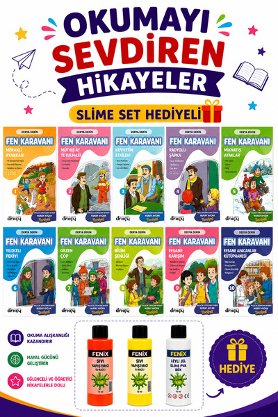 drk çocuk yayınları 3.ve 4.Sınıflar İçin Fen Karavanı Hikaye Seti (Slime Set ...