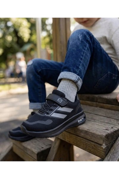 WEBORN Çocuk Sneaker Triko Fileli Tek Cırtlı Işıklı Esnek Hafif Nefes Alabile...
