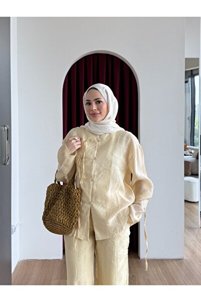manoire Tencel Bağlama Detaylı Kimono Pantolon Takım