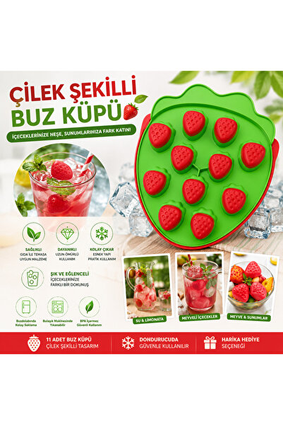 Gondol Çilek şekilli silikon buz kalıbı