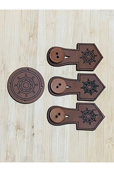 Öztürk Tuhafiye Efe Vest Button Set. 1 Piece of Leather Emblem, 3 Pieces of L...
