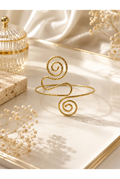 Lilith Takı Modern Spiral Design Gold Color Pazu Bracelet |   Adjustable Mini...