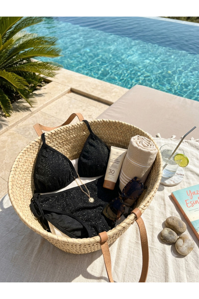 VALORIA MOON Noir Shine Simli Üçgen Bikini Takımı