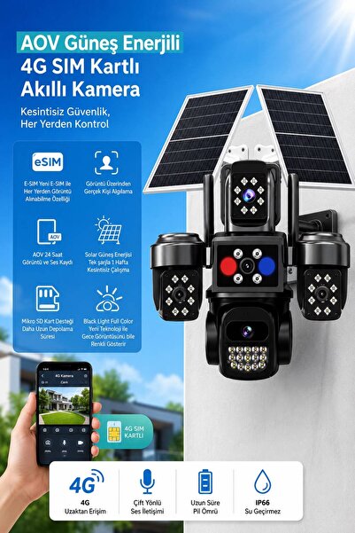 Kam Concept Güneş Enerjili 3 Kameralı Uzaktan İzleme ve Dinleme özellikli güv...