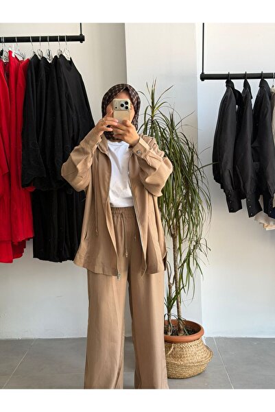 Butik Duyawear camel pantolonlu takım