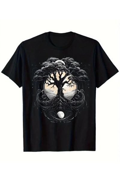 Panda Baskı Tekstil Tree Printed Special Design Oversize Tshirt