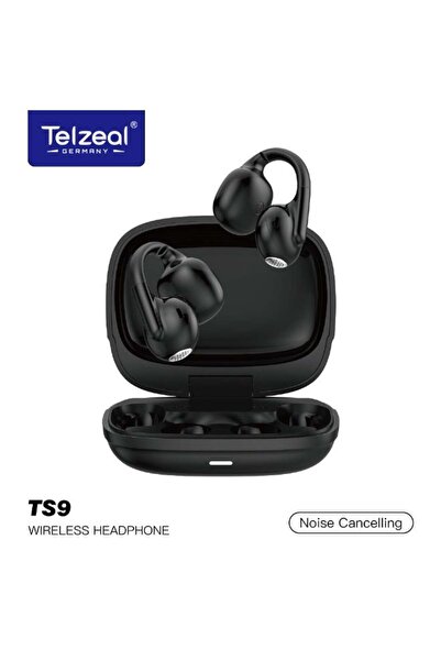 TELZEAL سماعات أذن لاسلكية TS9 سوداء، تشغيل لمدة 24 ساعة، إلغاء الضوضاء بالذك...