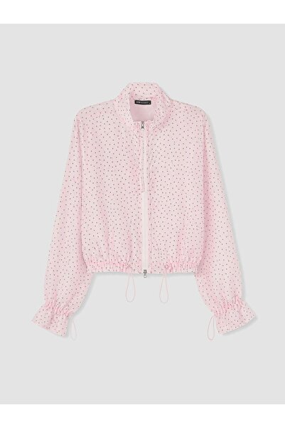 LC Waikiki Lcw Modest Pink High Collar Polka Dot Gathered Women's Tunic