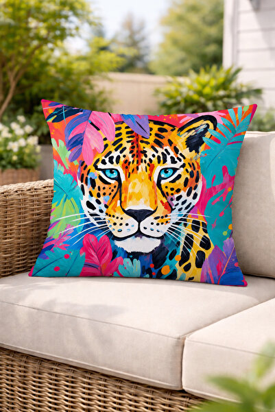 Evmila Tropical Leopard Patterned Colorful Decorative Throw Pillow Cover Mode...