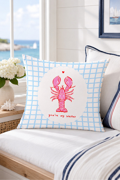 Evmila غطاء وسادة مزخرف مطبوع عليه عبارة You're My Lobster، ديكور بحري، مقاس ...