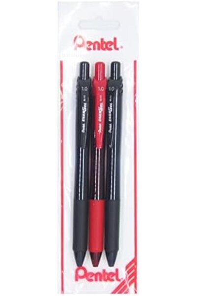 Yıldızan edl shop ENERGEL قلم رولر سائل 1.0 ملم 2xأسود/1xأحمر مجموعة من 3 قطع...