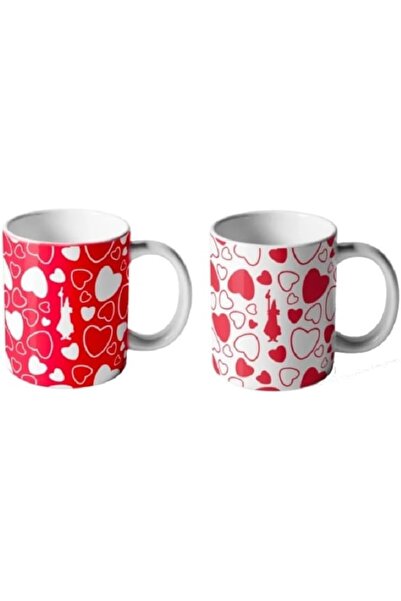 Yıldızan Tua Shop - Heart Patterned 2-Piece Mug Set 1022020