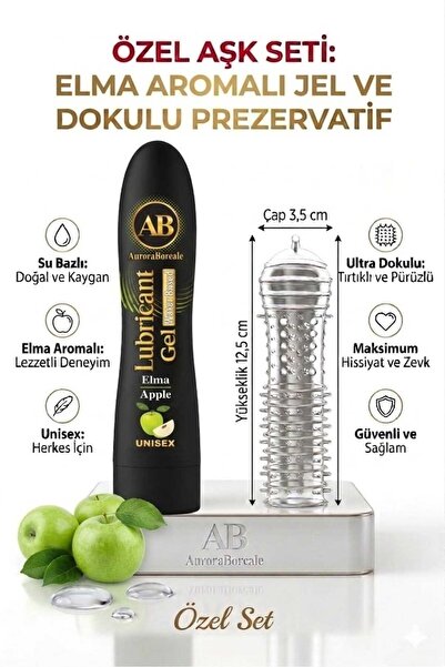 AuroraBoreale Büyük Boy Yeşil Elmalı Kayganlaştırıcı Jel Şeffaf Tırtıklı Prez...