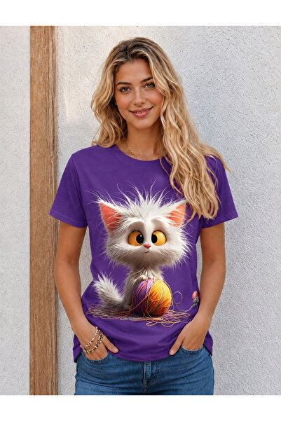VODEXA Unisex Oversize T-Shirt Shashi Cat Printed 100% Cotton T-Shirt Comfort...
