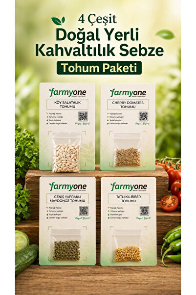 farmyone 4 Çeşit Doğal Yerli Kahvaltılık Sebze Tohum Paketi – 2500+ Tohum