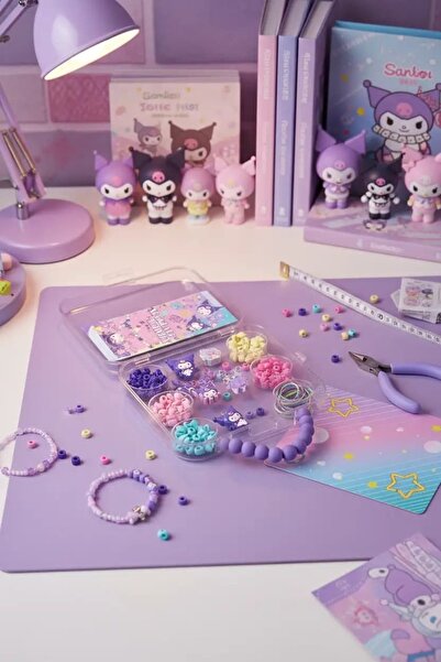 SANRIO Lisanslı Kuromi Kendin Yap Takı Seti 4’lü – Yaratıcı Aksesuar 24,8 Cm