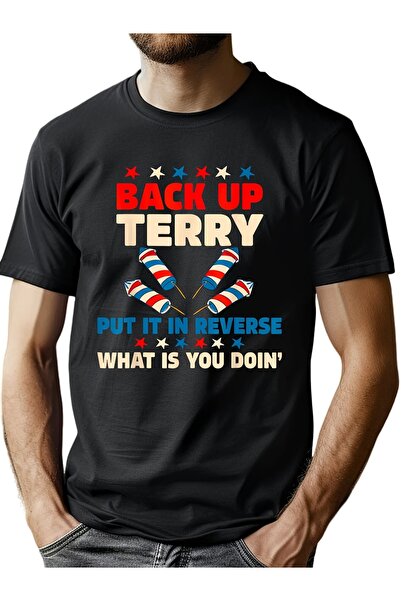 1001 Line [ Graphic Tee] Men's Casual T-Shirt - Featuring 'BACK UP' 'TERRY' D...