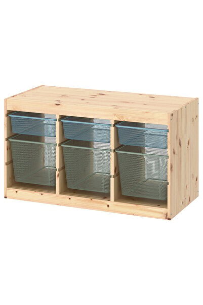 Trofast storage combination, light white stained pine gray-blue/light gray-gr...