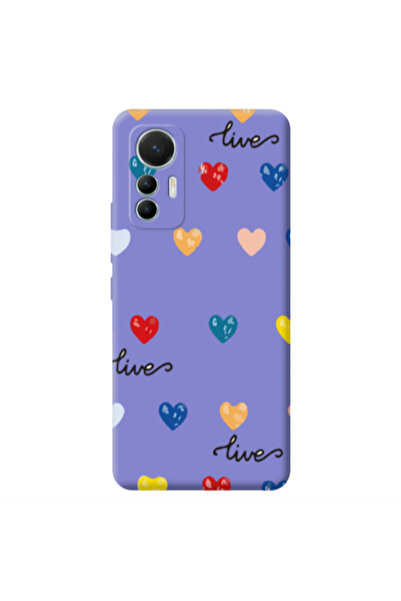 Other Xiaomi Mi 12 Lite Heart Lives Purple Colored Silicone TPU Θήκη