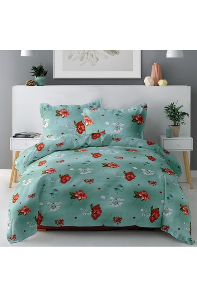 Dormisete Lenjerie pat Renforce 100% bumbac desen Anemona 01 pentru pat dublu