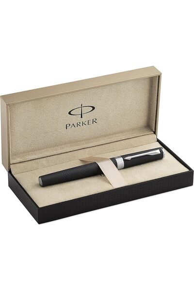 Parker قلم Ingenuity S0959250 بإطار مطاطي مطلي بالكروم، كبير الحجم، شفاف، الج...
