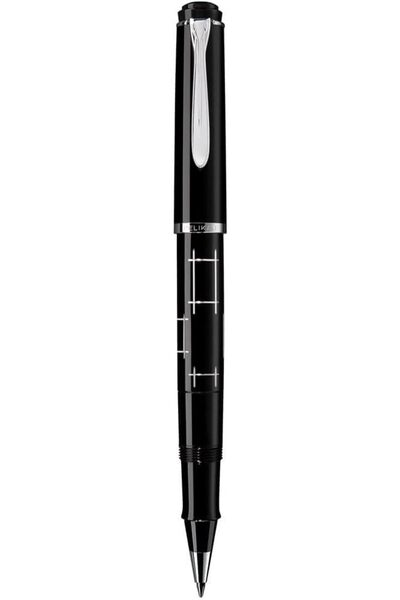 Pelikan قلم رولربول كلاسيك آر 215 مستطيل الشكل 959494، قطعة واحدة، أسود/فضي