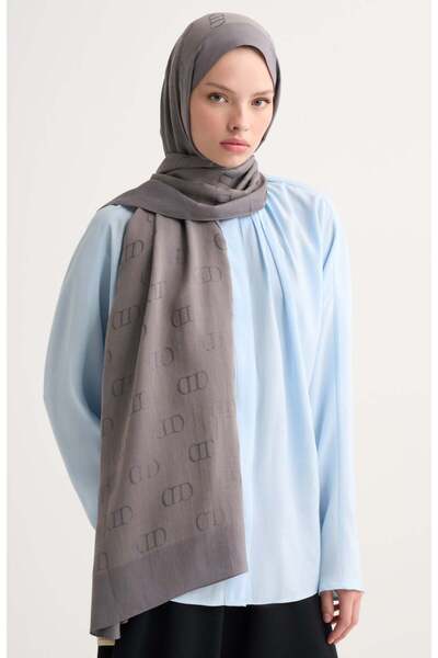 carell Monogram Pattern Liora Cotton Dark Gray