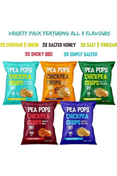Pea Pops Healthy Protein Chips 23 g- Delicious Chikpea Crisps Less Fat, Low Calorie, Gluten Free, Vegan Protein Snacks, Popped (Not Fried)