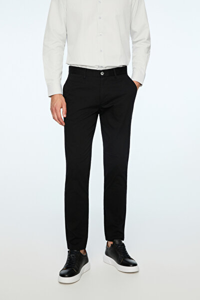 Morven Men's Black Cotton Trendy Straight Slim Fit Chino Pants