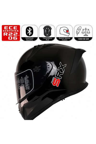 MTS M801 Snake Srx Siyah Motosiklet Kaskı Spoiler Mod Güneş Vizörlü Full Face...