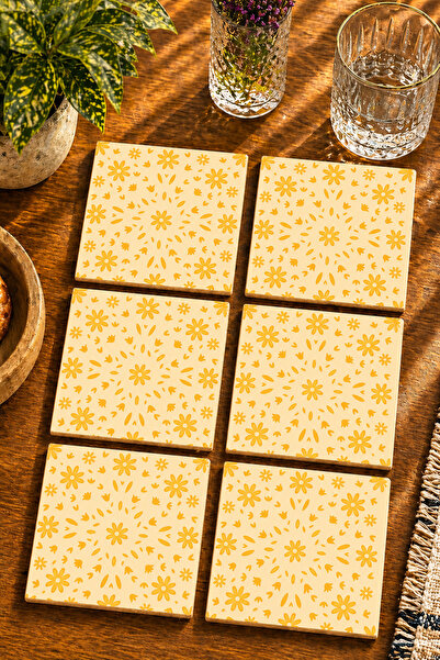 JHAAR Abstract Floral Modern Set of 6 Coasters - Uv Printing Mdf - 10X10 cm
