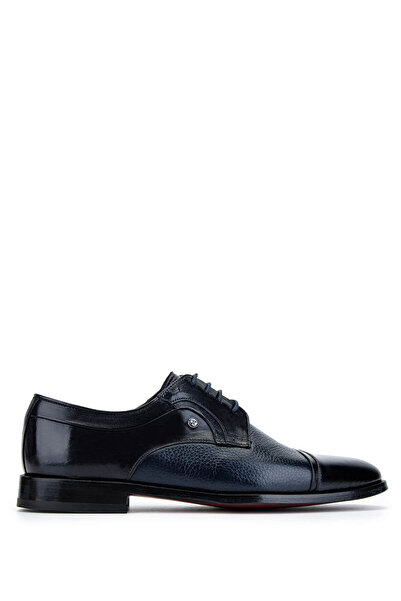 Tamer Tanca Men's Genuine Leather Navy Blue Classic Shoes