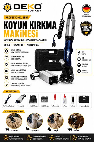 DEKO TURKEY Profesyonel Koyun Kırkma Makinesi 550W Adaptörlü Büyükbaş Küçükba...