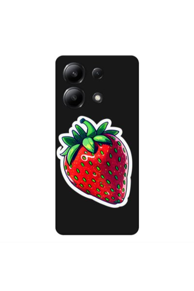 Other Xiaomi Redmi Note 13 4G strawberry Black Colored Silicone TPU Θήκη