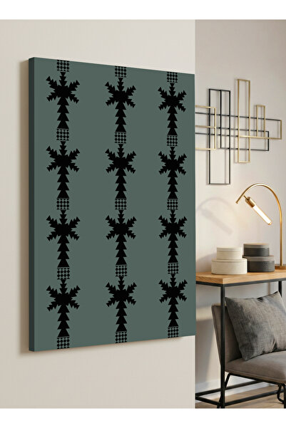 LOWHA Canvas Wall Art Stretched Over Wooden Frame with Dark Pattern
