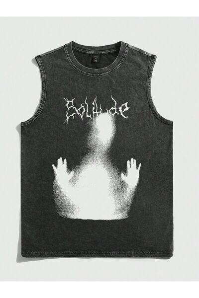 bellanova Street Style Anthracite Washed 100% Cotton Oversize Cut Tank Top
