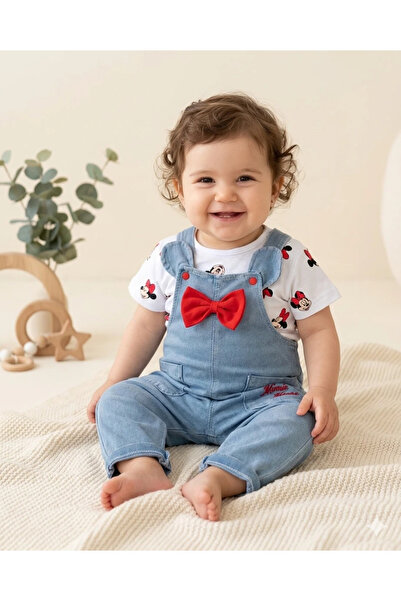 hümabebe Red Bow Detail, Cheerful Mouse Detail, Knitted Denim Summer 2-Piece ...