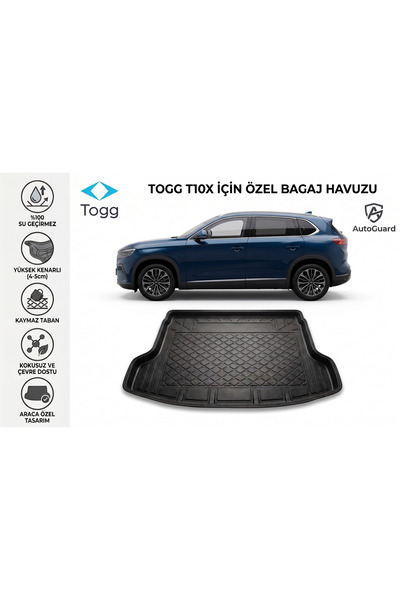 TOGG T10X Uyumlu 3D Bagaj Havuzu TPE Malzeme Kokusuz Yumuşak Lazer Ölçüm Yerli Üretim