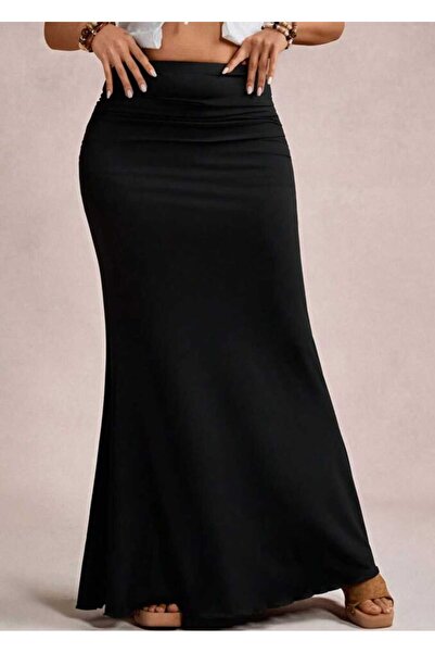LİMMODA Plus Size Maxi Length Lycra Skirt