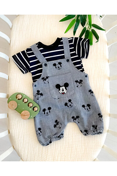 hümabebe Cute Little Mouse Striped T-Shirt Summer 2-Piece Salopet Set