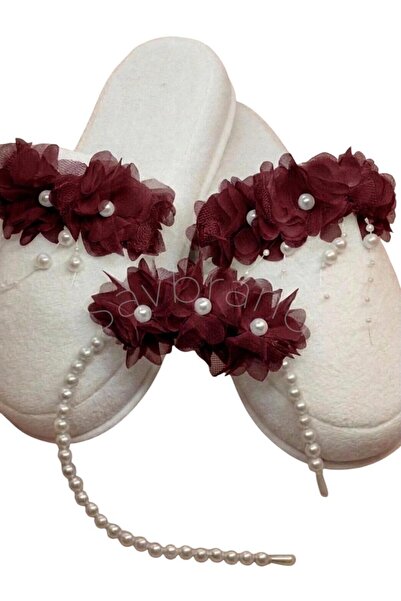 SavBrand Floral Pearl Maternity Slippers and Pearl Maternity Crown Mother Hos...